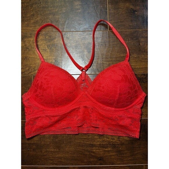 Victoria Secret Pink Lace Padded Bra Sz M - Picture 1 of 5